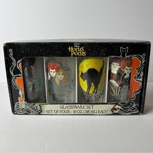 Disney Hocus Pocus Halloween Glassware Set Of 4 10oz Glasses